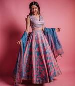 Dewberry Mauve & Dessert Blue Flowerette Lehenga Set