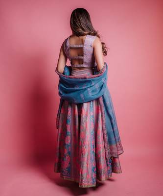 Dewberry Mauve & Dessert Blue Flowerette Lehenga Set 4