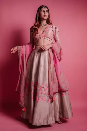 Champagne Beige Bewildered Lehenga Set