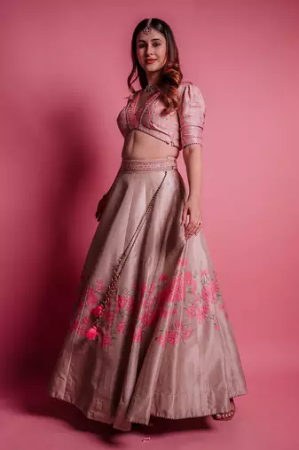 Champagne Beige Bewildered Lehenga Set