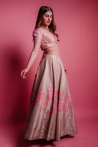 Champagne Beige Bewildered Lehenga Set