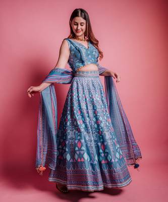 Dessert Blue Pinnacle Lehenga Set 1