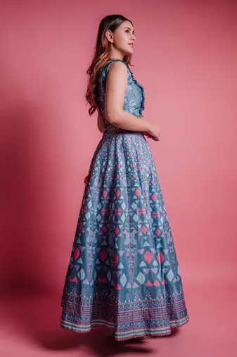 Dessert Blue Pinnacle Lehenga Set