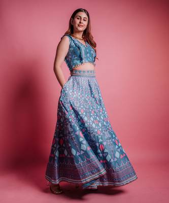 Dessert Blue Pinnacle Lehenga Set 3