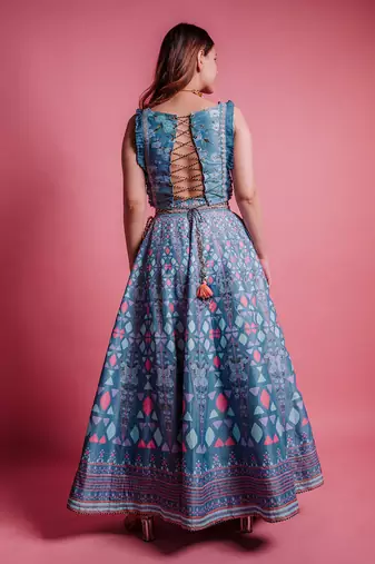 Dessert Blue Pinnacle Lehenga Set