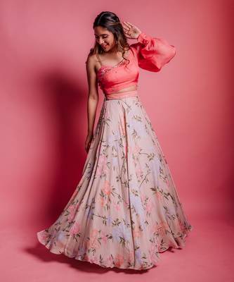 Champagne Beige Rosette Skirt Set 1