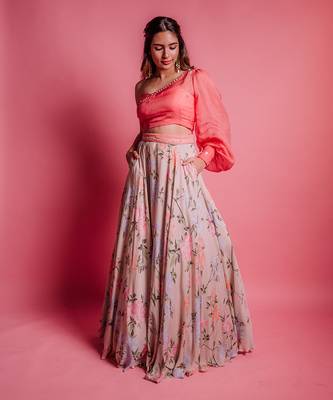 Champagne Beige Rosette Skirt Set 2