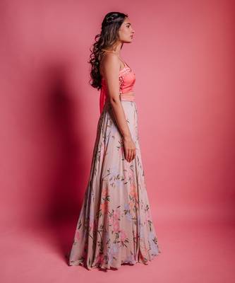 Champagne Beige Rosette Skirt Set 3