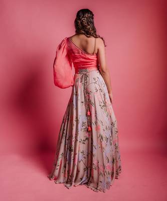 Champagne Beige Rosette Skirt Set 4