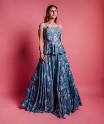 Dessert Blue Floret Skirt Set 1