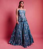 Dessert Blue Floret Skirt Set