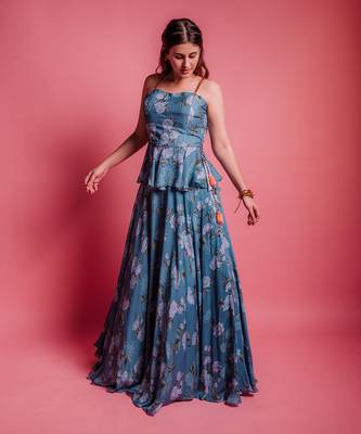 Dessert Blue Floret Skirt Set 2
