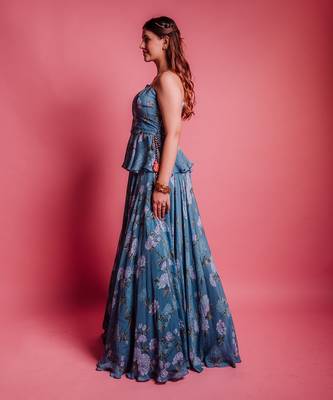 Dessert Blue Floret Skirt Set 3