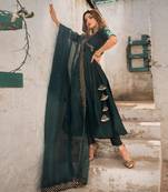 Poppy green angrakha set