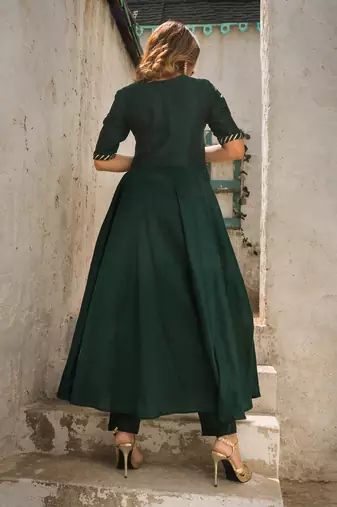Poppy green angrakha set