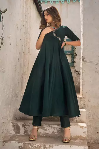 Poppy green angrakha set