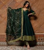 Jannat dark green anarkali set