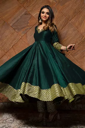 Jannat dark green anarkali set