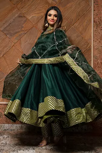 Jannat dark green anarkali set