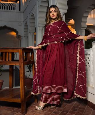 Maroon gotta jaal anarkali set 1