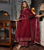 Maroon gotta jaal anarkali set