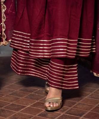 Maroon gotta jaal anarkali set 3