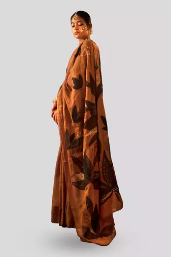 Gold and black hoor jacket saree set