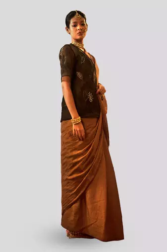 Gold hoor saree Without Blouse
