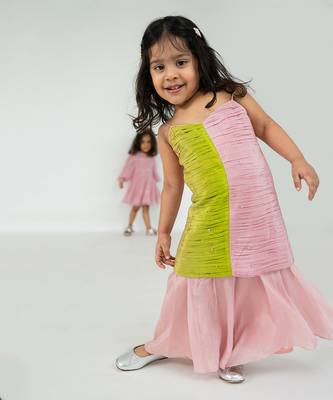 Two tone ruched kurta set 1