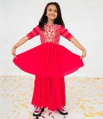 Hot pink floral peplum set