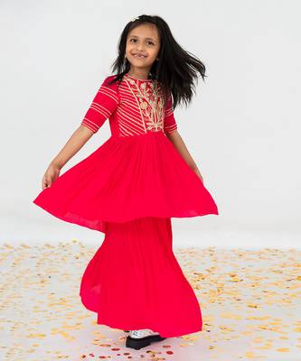 Hot pink floral peplum set 2