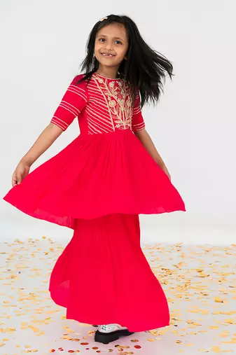 Hot pink floral peplum set