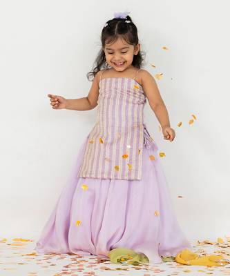 Lavender stripes lehenga set 1
