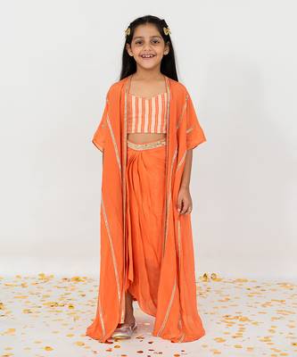 Orange cowl skirt set 1