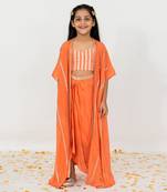 Orange cowl skirt set