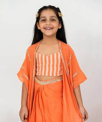Orange cowl skirt set 3