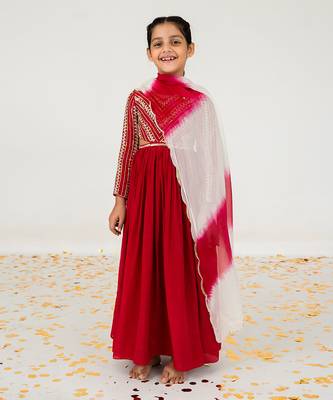 Red anarkali with duppata 1