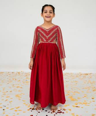 Red anarkali with duppata 2