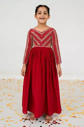 Red anarkali with duppata