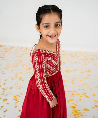 Red anarkali with duppata 3