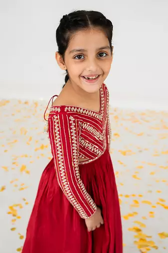 Red anarkali with duppata