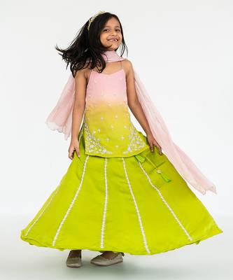 Light pink shaded kurta lehenga set 1