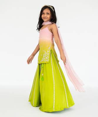 Light pink shaded kurta lehenga set 2