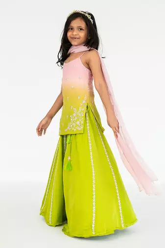Light pink shaded kurta lehenga set