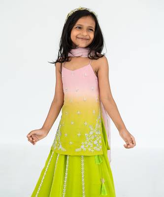 Light pink shaded kurta lehenga set 3