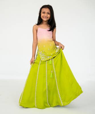 Light pink shaded kurta lehenga set 4