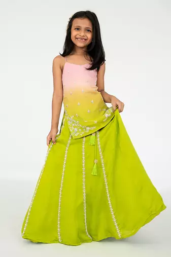 Light pink shaded kurta lehenga set