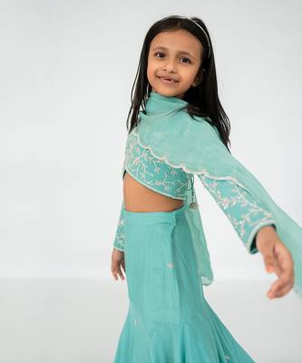 Blue fit and flare lehenga set 4