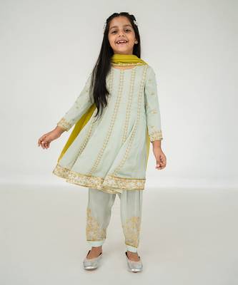 Light mint anarkali set 1