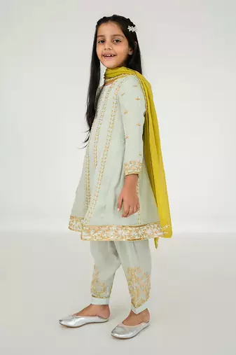 Light mint anarkali set